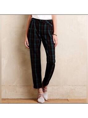 Anthropologie Cartonnier Kames Plaid Trousers High Rise Ankle Crop Pants Sz 4‎